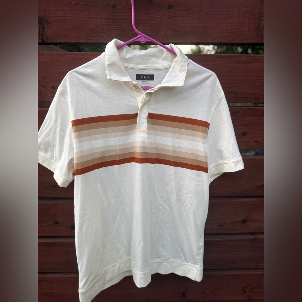 Men’s Alfani polo striped shirt Size Large NWT